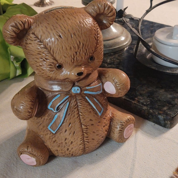 Teddy Bear Coin Jar Bank Vintage Children's Room Nursery Decor - Picture 3 of 8